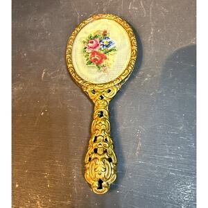 2159.  Vintage Matson Brass Travel Vanity No-Mirror X Stitch Hollywood Regency